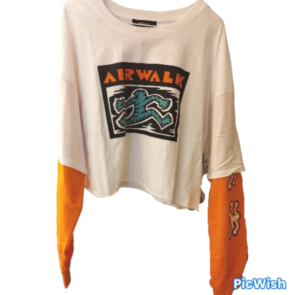 NWT Forever 21 Plus Size Crop Airwalk Combo Tee 2X HAS ORANGE INK STAINS